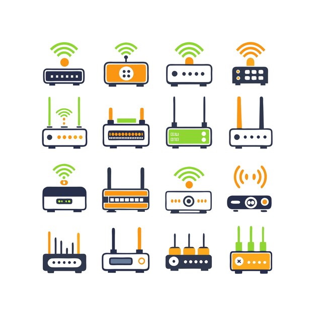 Vector technology and electronics icons set concept