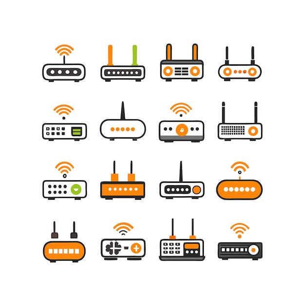 Vector technology and electronics icons set concept