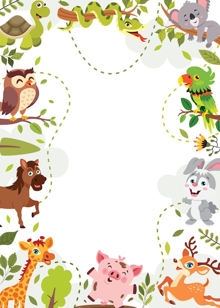 Vector template design with cartoon animals