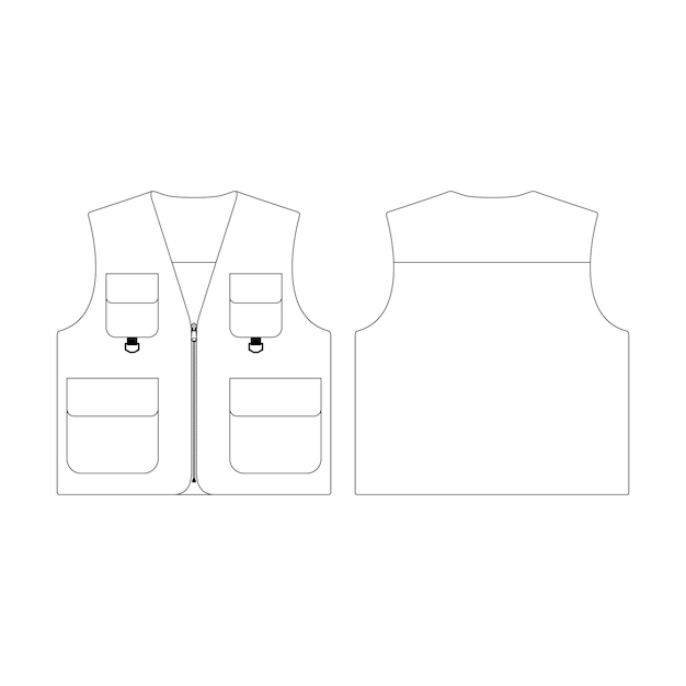 Vector template vest vector illustration flat design outline clothing collection