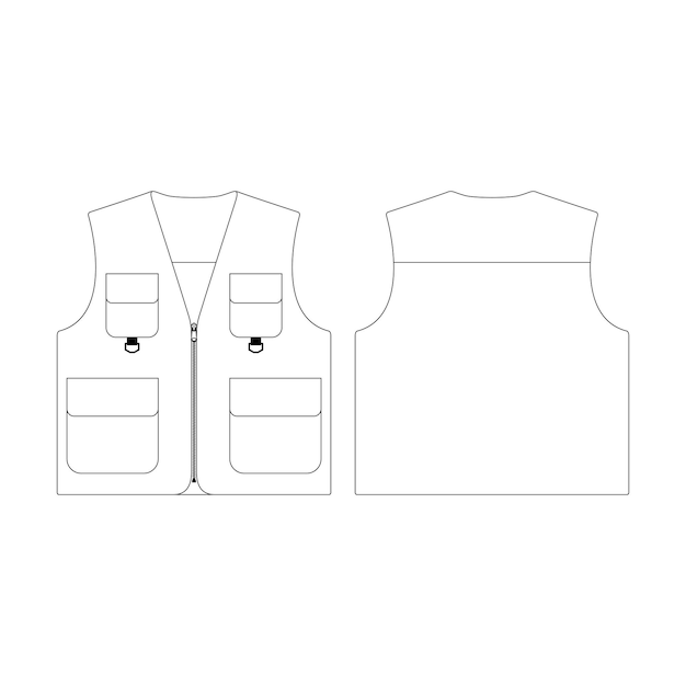 Template vest vector illustration flat design outline clothing collection