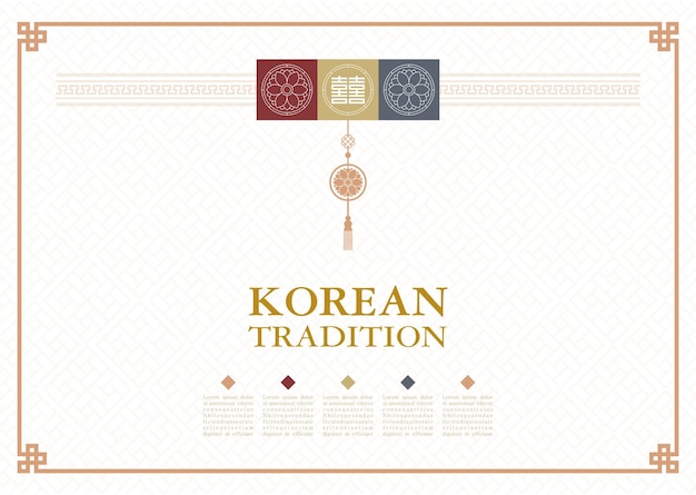 Vector template with korean tradition pattern background brochure