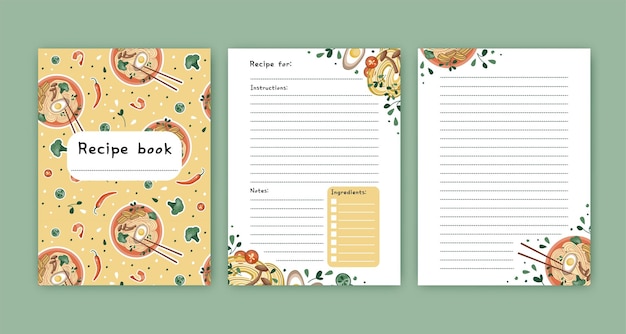 Vector templates for a recipe book the blank pages for your recipes cookbook vector