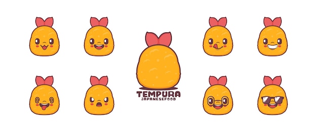 Tempura cartoon Japanese food vector illustration icon emoticons cartoons