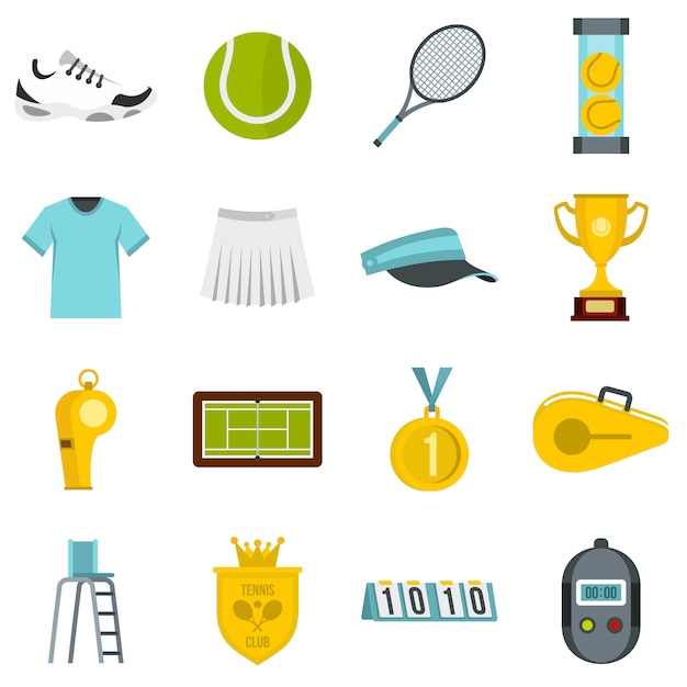 Tennis set flat icons