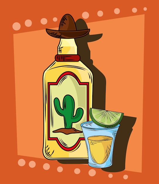 Tequila bottle and hat