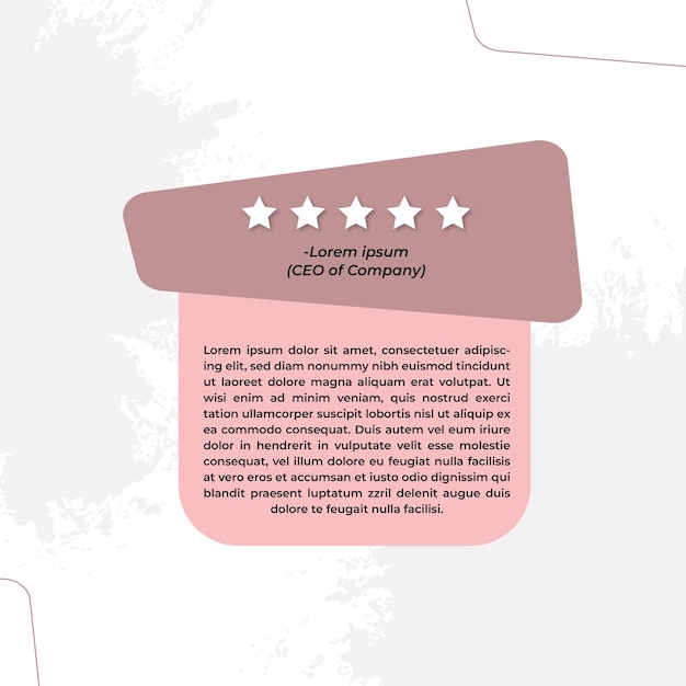 Vector testimonial review template design with star rating remark