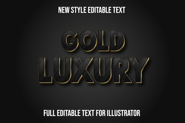 Text effect 3d gold luxury color black and gold gradient