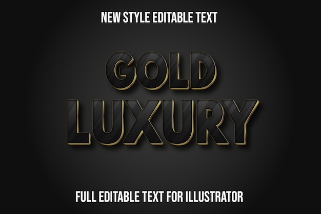 Text effect gold luxury color black and gold gradient