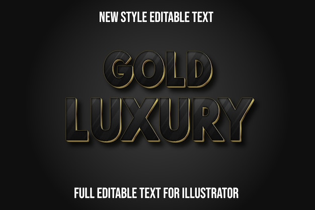 Text effect  gold luxury color black and gold gradient