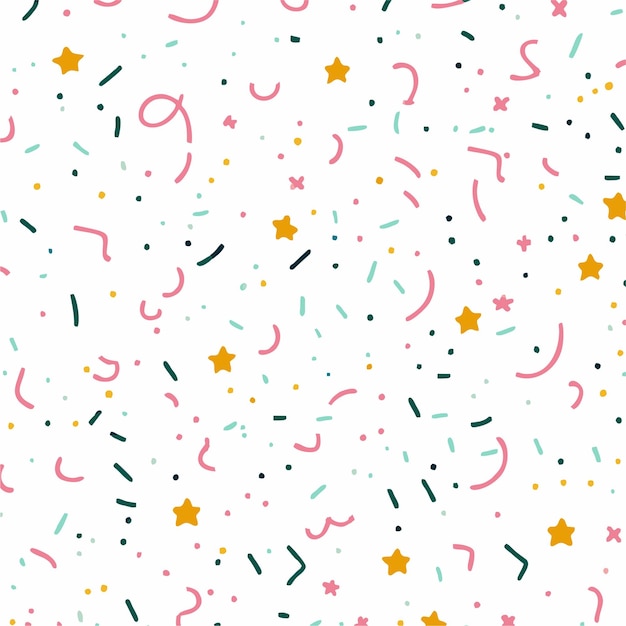 Vector texture of sweet sprinkles with hearts and stars candies