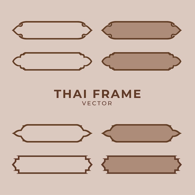 Thai backdrop frame vector five styles on white background Traditional style in Thailand Must use in temples or buddha rooms Line Thai style