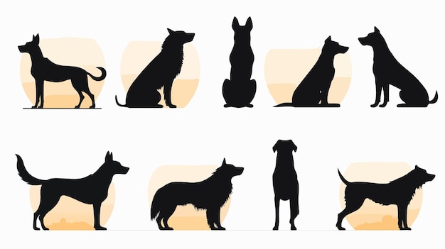 Vector thai dog silhouette vector set cartoon vector illustration