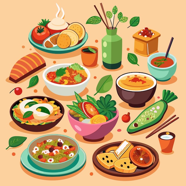 Vector thai foods vector art foods vector illustration