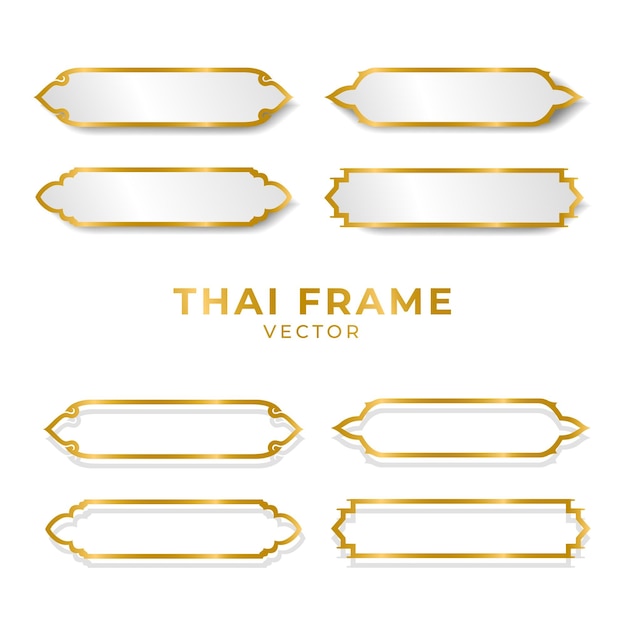 Thai gold backdrop frame vector on white background Traditional style in Thailand Must use in temples or buddha rooms Line Thai style