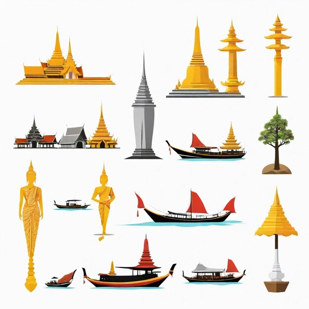 Vector thailand vector set white background isolated a high quality