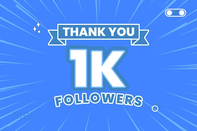 Vector thank you 1000 followers in social media