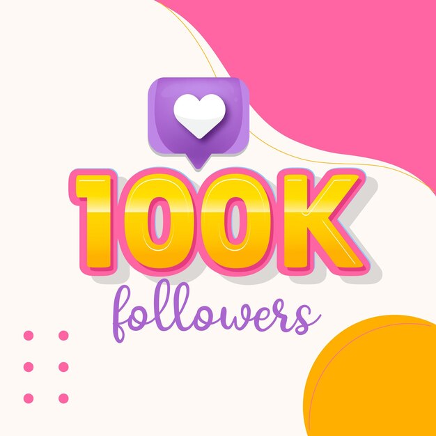 Vector thank you 100k social followers and subscribers template vector