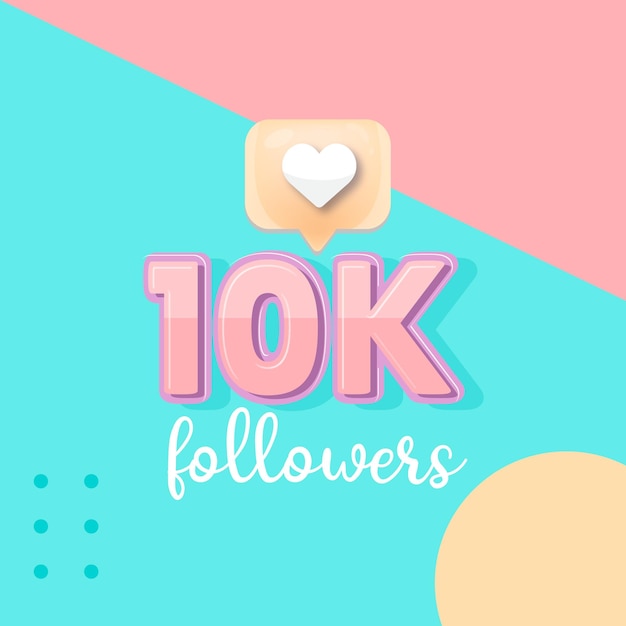 Vector thank you 10k social followers and subscribers template vector