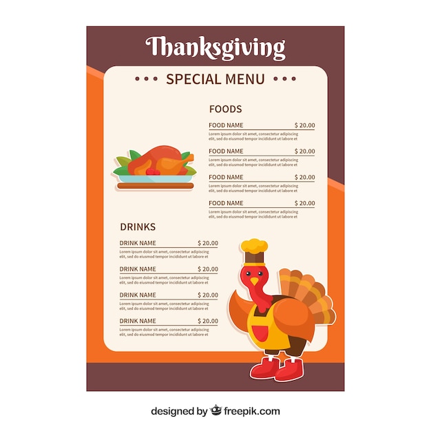 Thanksgiving menu template