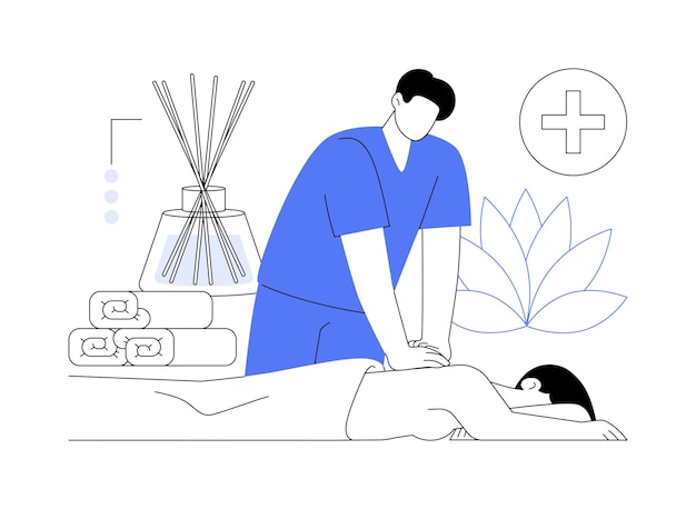 Vector therapeutic massage abstract concept vector illustration physician making massage to patient medicine sector pain relief relaxation process osteopathy industry abstract metaphor