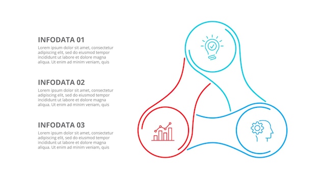 Thin line flat element for infographic Business concept with 3 options parts steps or processes