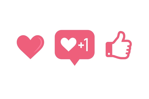 Vector thumb icon and heart shape on social media