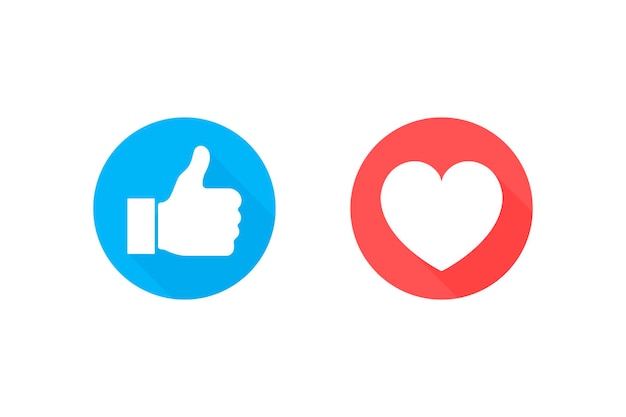 Thumbs up and heart icon on a white background. Modern flat style vector illustration.