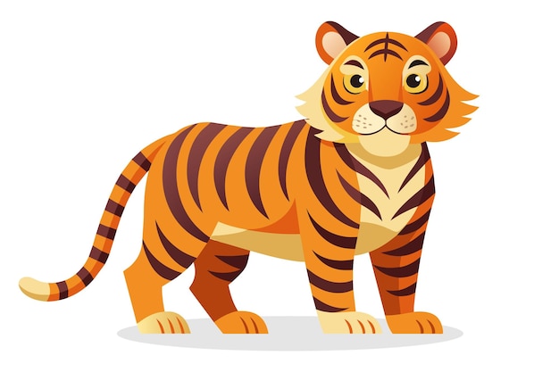 Vector tiger animal flat vector illustration on white background
