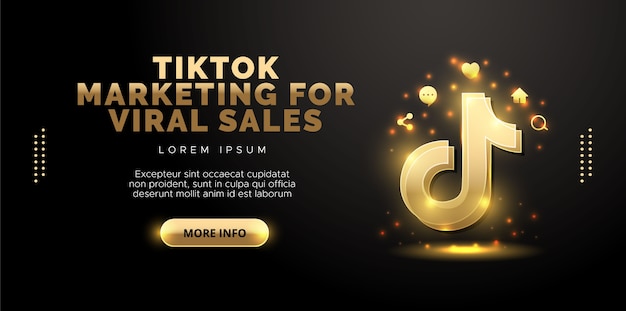 Tiktok design in gold on black background