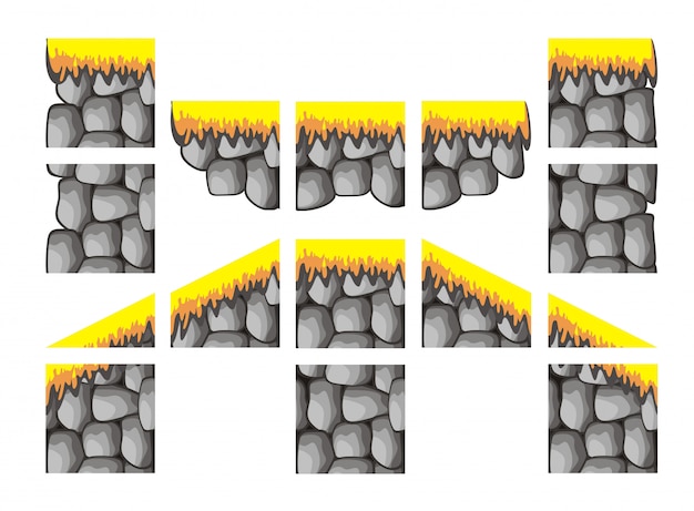 Tile set pattern of rock for creating 2d game wall and background