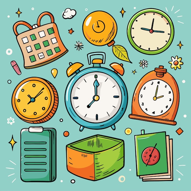 Vector time and clock vector icons modern style