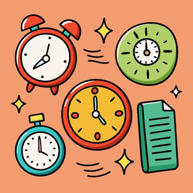 Vector time and clock vector icons simple and clean