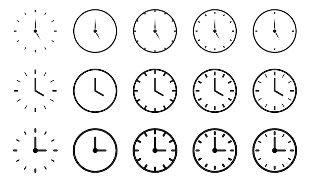 Vector time symbol clock set icon vector isolated on white background design for app web