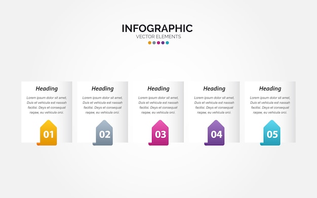 Timeline 5 options Horizontal Infographic for presentations workflow process diagram flow chart report