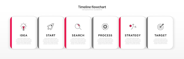 Timeline 6 options infographic for presentations workflow process diagram flow chart report