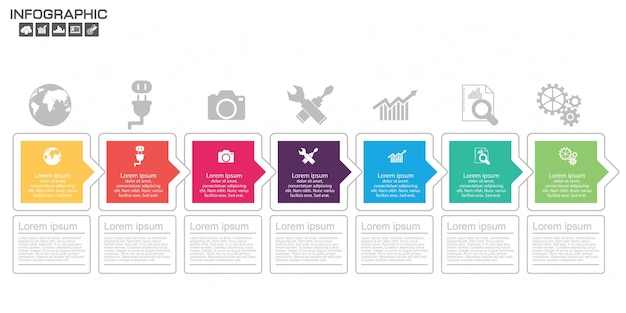 Timeline Infographic chart with many color Vector design template