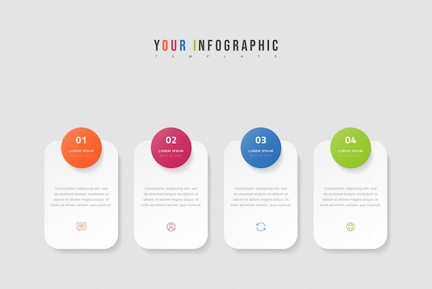 timeline infographic with four options, steps or processes. Colorful template design