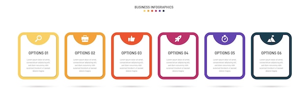 Timeline infographic with infochart Modern presentation template with 6 spets for business process