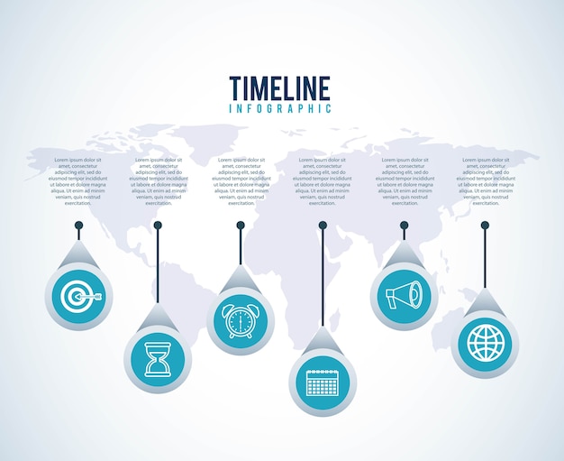 Vector timeline infographic world business target diagram