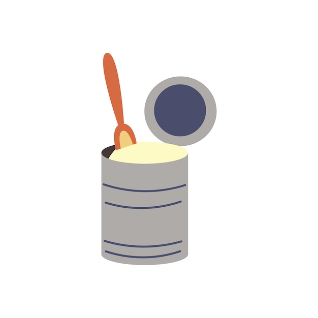 Tin can with a spoon