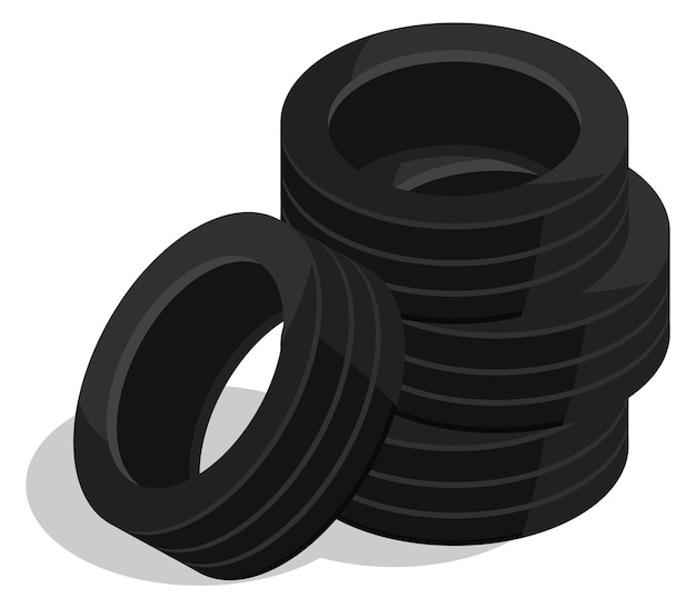 Vector tires stack icon isometric car repair storage