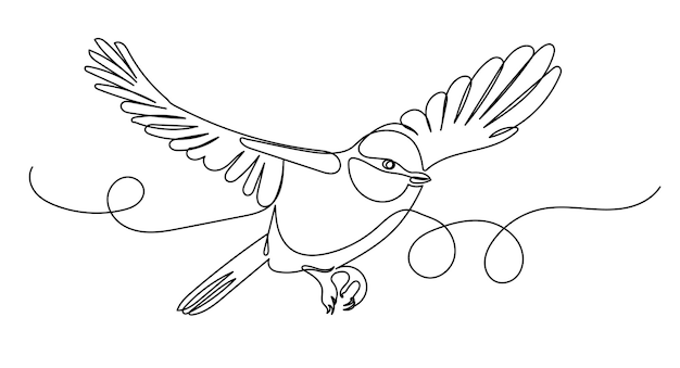 tit flies continuous line drawing vector