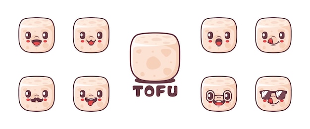 Vector tofu cartoon food vector illustration