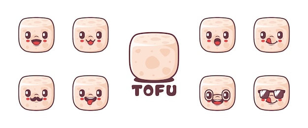 Tofu cartoon food vector illustration