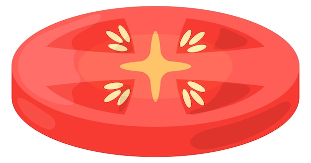 Tomato slice icon Round red cartoon vegetable