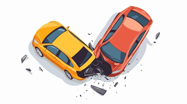 Vector top view car accident collision icon professional vehicle collision image