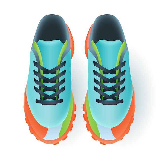 Top view of colorful sneakers for athletes 3D illustration