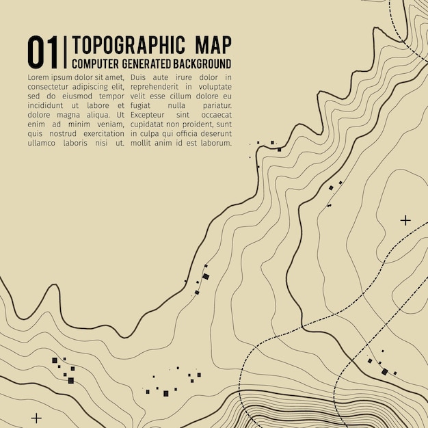 Topographic map background with space for copy Line topography map contour background geographic grid abstract vector illustration Mountain hiking trail over terrain