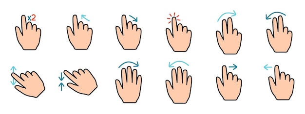 Touch pad icon Index finger doubleclick decrease increase turn rotation approximation press Scrolling click arrow sensor turn Zoom in move response time x2